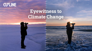 two landscapes with people using binoculars